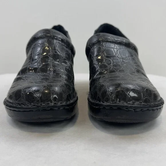 BOC Born Concept Womens Size 7 Gray Croc Faux Leather Peggy Slip On Clogs Shoes - Picture 6 of 15